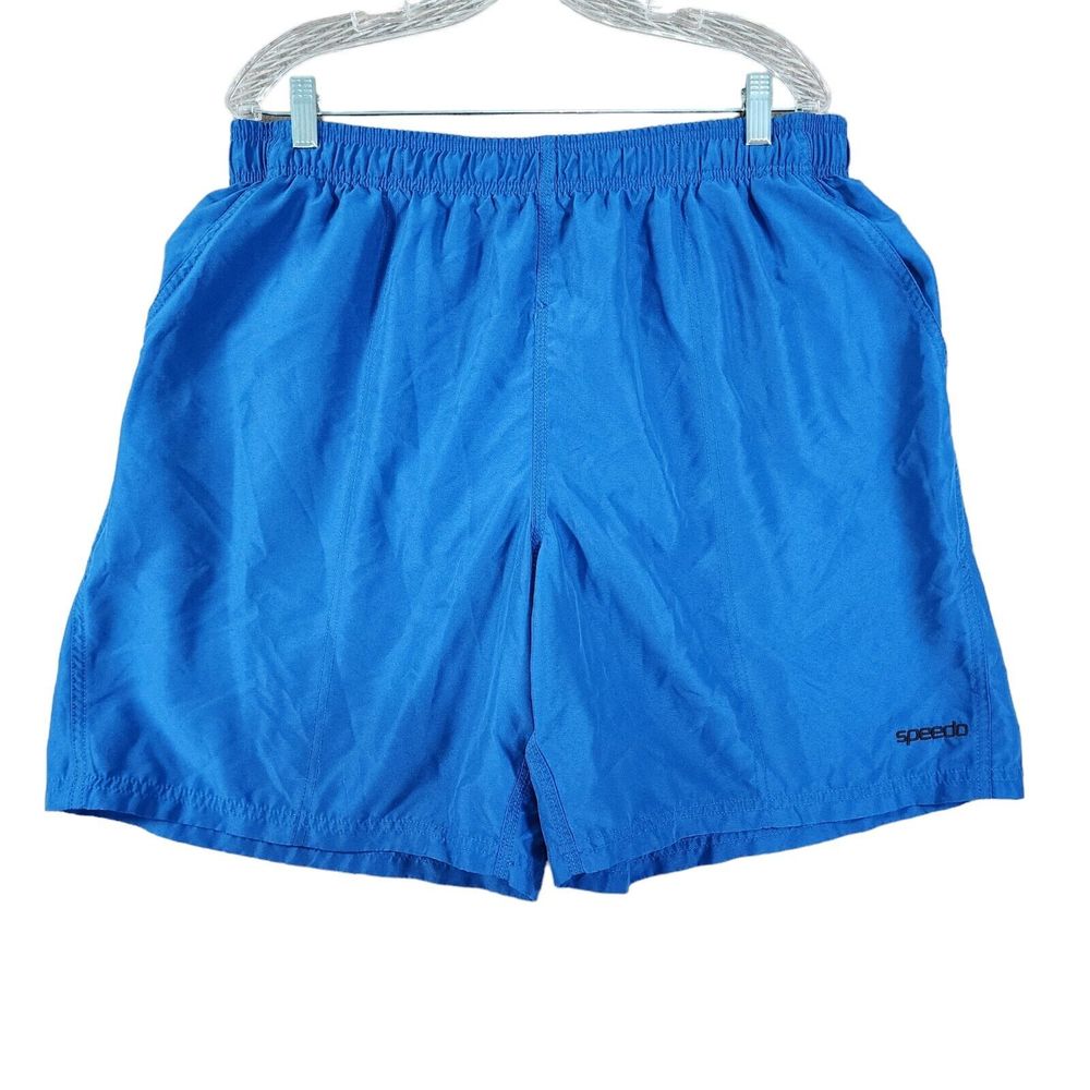 Speedo Men's Swim Trunks Elastic Waist Lined Blue XL Board Shorts Cruise Vacay